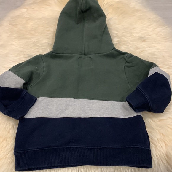 OshKosh B’Gosh Thick Fuzzy Hooded Hoodie in Army Green/Gray/Navy Blue 3T - Picture 5 of 5